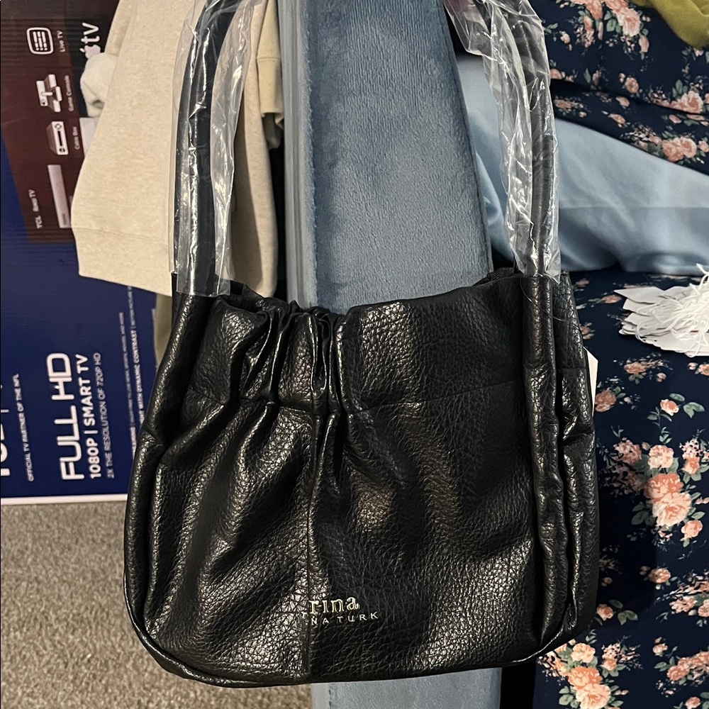 TRINA TURK Black Textured Shoulder Bag